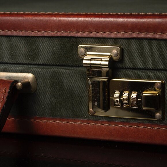 Vintage Orvis Battenkill Leather & Canvas Briefcase With Combination Locks - Picture 6 of 11